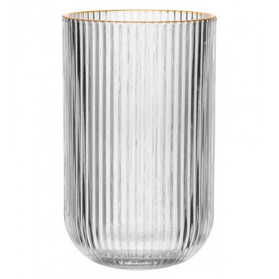 Copo Avulso 430ml Alto Lines com Fio de Ouro Vidro Wolff